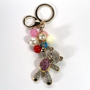 Adorable New Bling Pink Bear Keyring Floating W Multicolor Vibrant Ballon's !!!